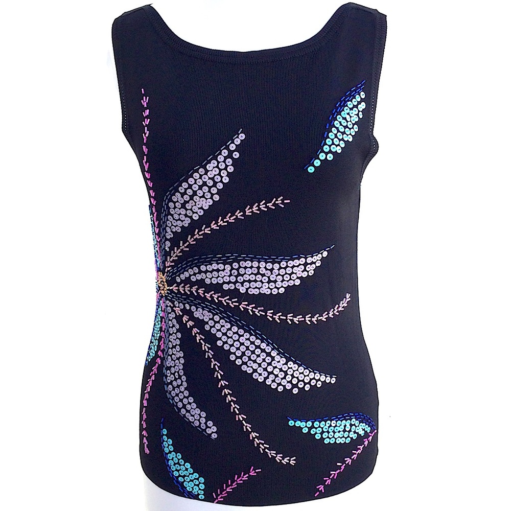 Sweaterworks Sequin Floral Design Top